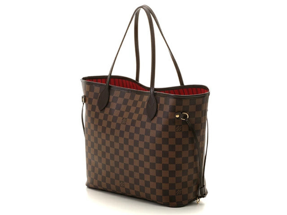 Louis Vuitton Damier Ebene Pouch Tote Brown Bag Neverfull Brown
